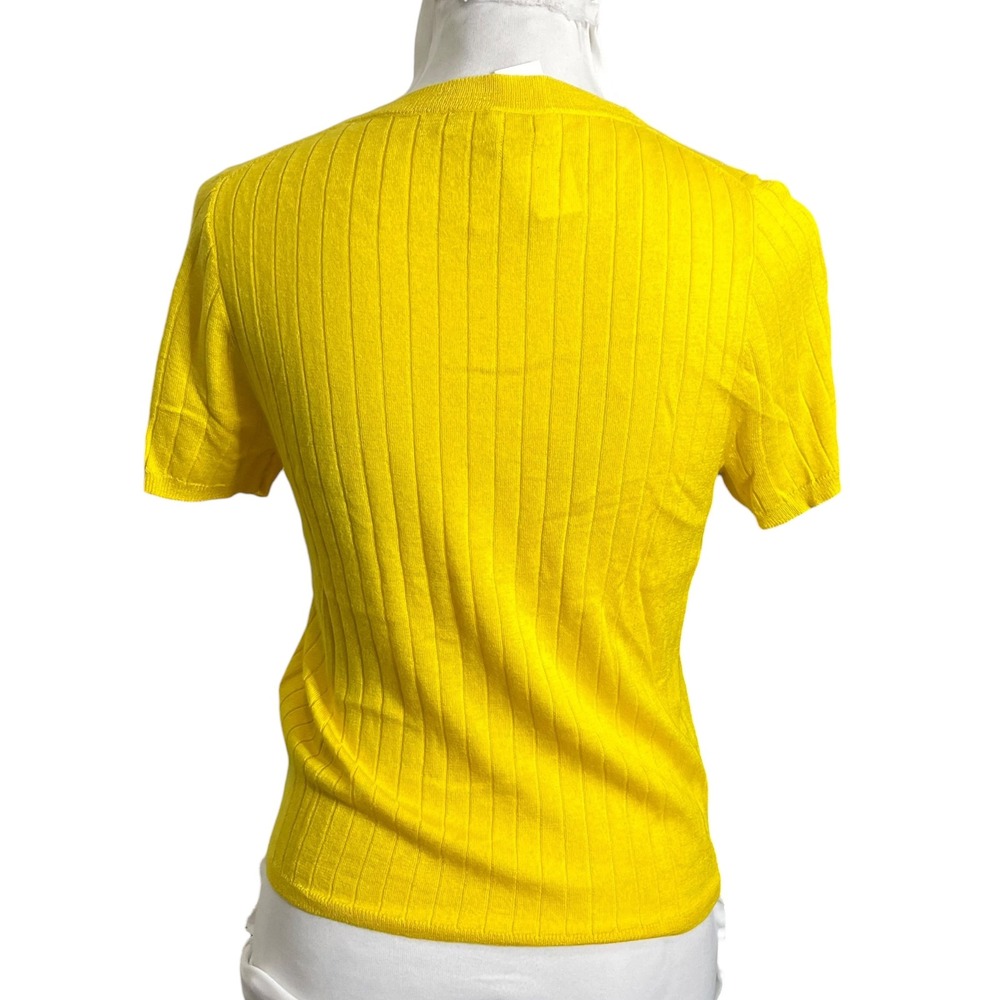 J.Crew Silk Blend Cropped T Shirt Women's Medium Yellow Short Sleeve New - Picture 4 of 8